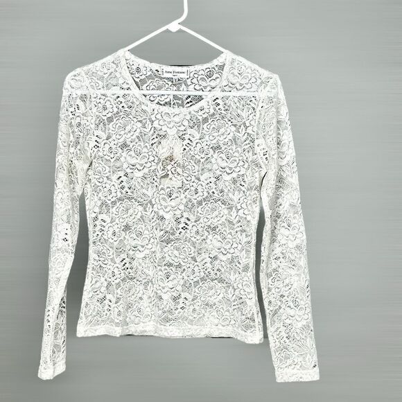 Anne Fontaine Tops - NWT ANNE FONTAINE Sevol Long Sleeve White Lace Floral Top Blouse France 2 US M